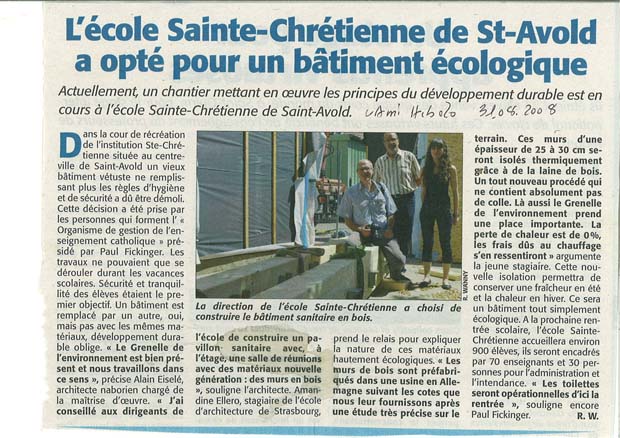 L'école Sainte-Chrétienne de St-Avold a opté pour un bâtiment écologique -- L'Ami Hebdo